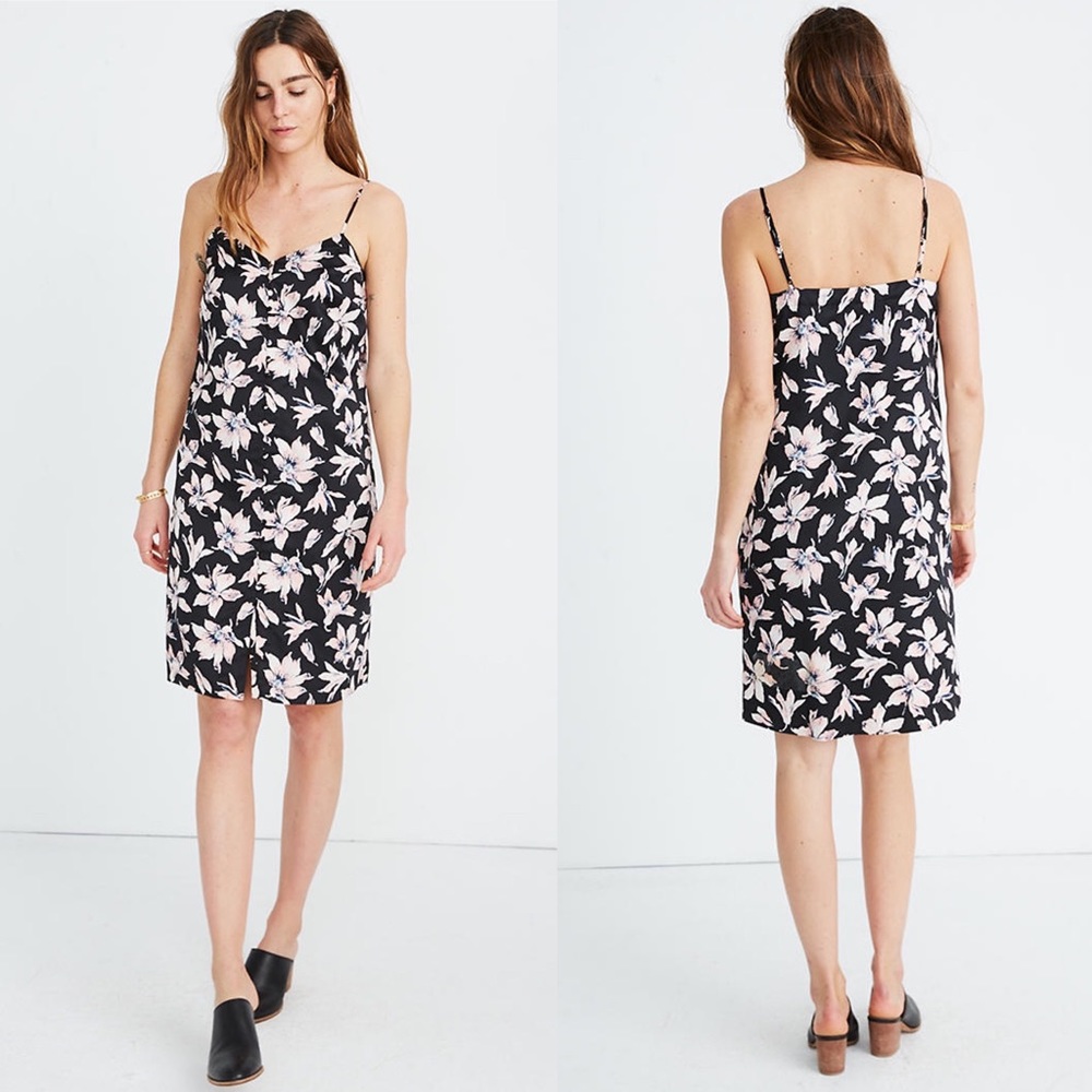 Madewell Winter Orchid Button-Front Slip Floral Dress Size 8
